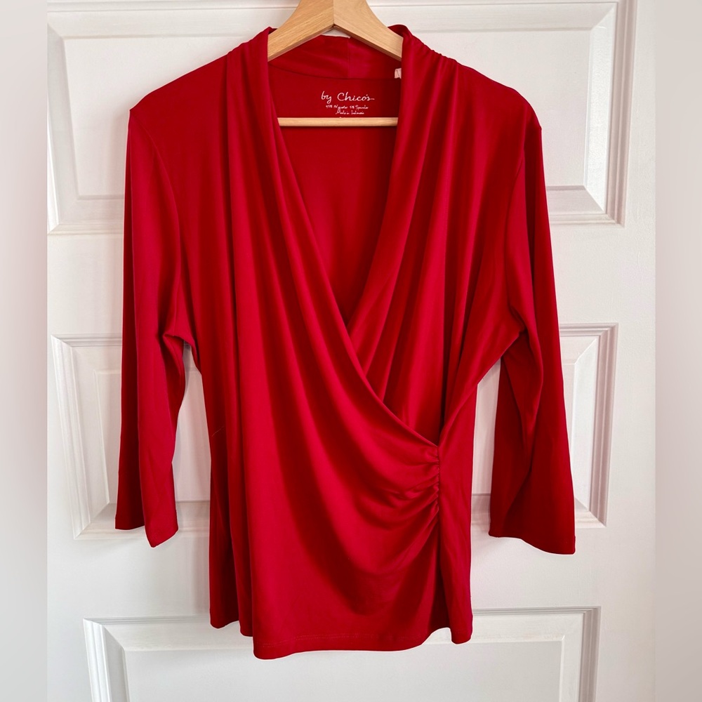 Chico's Vibrant Red Wrap Blouse